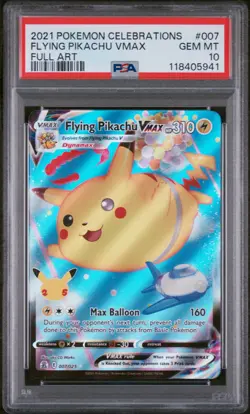 PSA 10 Flying Pikachu VMAX 007/025 Celebrations Holo Pokemon Card - Gem Mint - Image 1