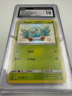 CGC 10 GEM MINT Rowlet Shiny SV2/SV94 Shiny Vault Hidden Fates Pokemon Card - Image 1