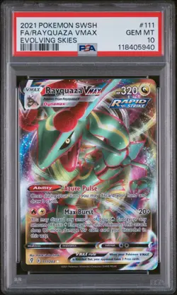 PSA 10 Rayquaza VMAX 111/203 Evolving Skies Full Art Pokemon Card - Gem Mint - Image 1