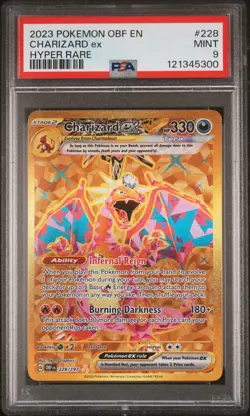 2023 POKEMON OBF EN-OBSIDIAN FLAMES HYPER RARE #228 CHARIZARD EX PSA 9 - Image 1