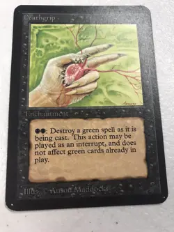 MTG Magic the Gathering Deathgrip Card Alpha English Rare - Image 3