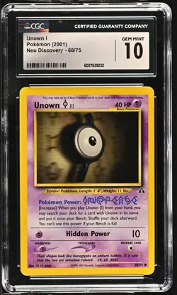 2001 Pokemon Neo Discovery Unown I CGC 10 68/75 - Image 1