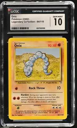 2002 Pokemon Legendary Collection Onix CGC 10 84/110 - Image 1