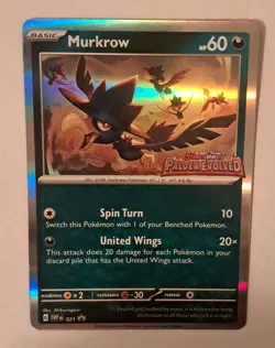 Murkrow - SVP 021 - Paldea Evolved - S&V Black Star Promo - Pokemon Card Stamped - Image 1