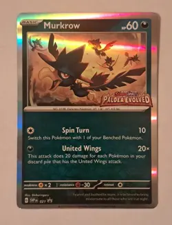 Murkrow - SVP 021 - Paldea Evolved - S&V Black Star Promo - Pokemon Card Stamped - Image 2