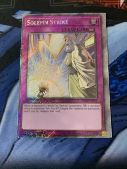 Yu-Gi-Oh! Solemn Strike 1st Edition Platinum Secret Rare Card RA02-EN079 Miscut - Image 1