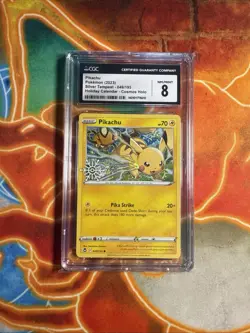CGC 8 Pikachu Snowflake Promo #049 2023 Pokemon Holiday Calendar - Image 1