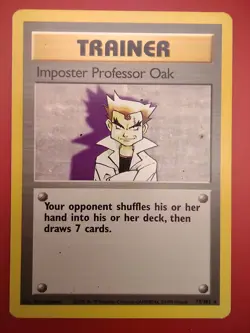 Pokemon 3X Imposter Professor Oak LP 73/102 Base Set Rare Cards TCG - Image 3
