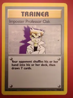 Pokemon 3X Imposter Professor Oak LP 73/102 Base Set Rare Cards TCG - Image 5
