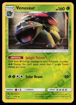 Venusaur 3/73 Uncommon Shining Legends Reverse Holo Pokemon Card - Image 1