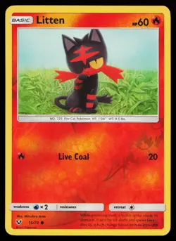 Litten 15/73 Common Shining Legends Reverse Holo Pokemon Card - Image 1
