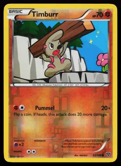 Timburr 65/146 Common XY Base Set Reverse Holo Pokemon Card - Image 1