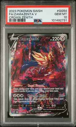 2023 POKEMON SWORD & SHIELD CROWN ZENITH #GG54 FULL ART/ZAMAZENTA V PSA 10 - Image 1