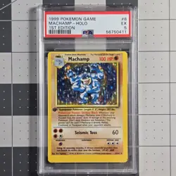 Machamp Miscut Error 1st Ed Base Set Pokemon Card PSA 5 8/102 - Image 1