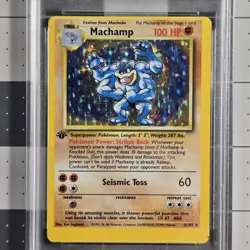 Machamp Miscut Error 1st Ed Base Set Pokemon Card PSA 5 8/102 - Image 2