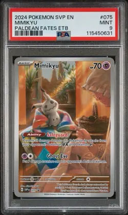 2024 POKEMON SVP EN-SV PALDEAN FATES ETB PROMO #075 MIMIKYU PSA 9 - Image 1