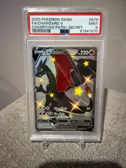 2020 Pokemon Charizard V Full Art Secret Champions Path Shiny 079/073 PSA 9 Mint - Image 1