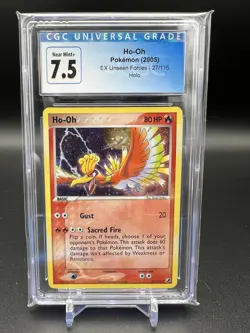 Vintage Pokemon Ho-Oh - 2005 EX Unseen Forces #27/115 - CGC 7.5 Near Mint+ SWIRL - Image 1