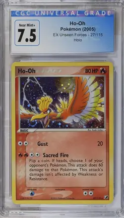 Vintage Pokemon Ho-Oh - 2005 EX Unseen Forces #27/115 - CGC 7.5 Near Mint+ SWIRL - Image 5