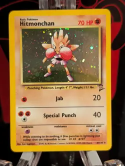 Pokemon Hitmonchan 8/130 Base Set 2 WOTC Holo Rare PL - Image 1