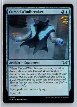 FOIL Cursed Windbreaker Duskmourn Uncommon - MTG Magic the Gathering Card - Image 1