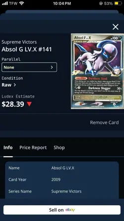 Pokemon TCG Absol G LV.X 141/147 Supreme Victors Ultra Rare Holo Card - Image 1
