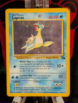 Pokemon Lapras 10/62 Fossil Unlimited Holo Rare Card WotC HP - Image 1