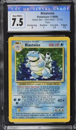 Vintage WOTC Pokemon Blastoise - 1999 Base Set #2/102 - CGC 7.5 Near Mint+ Holo - Image 3
