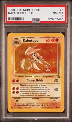 KABUTOPS - PSA 8 - HOLO 1999 POKEMON FOSSIL #9 - Image 1