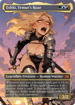 MTG - Eshki, Temur's Roar - Fanart Borderless Style - EDH / Playtest - Image 1