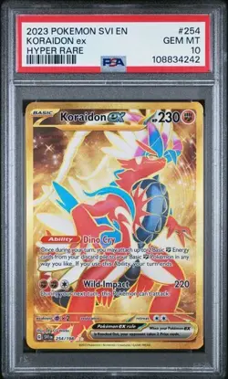 PSA 10 KORAIDON EX 254 SCARLET & VIOLET GOLD HYPER RARE POKEMON - Image 1