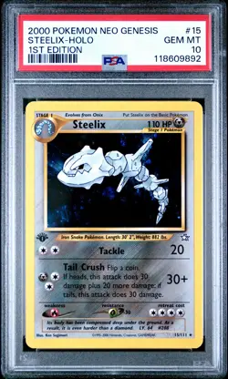 2000 Pokemon Neo Genesis 1st Edition #15 Steelix Holo PSA 10 GEM MINT - Image 1