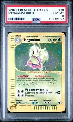 2002 Pokemon Expedition #18 Meganium Holo PSA 8 NM-MINT - Image 1
