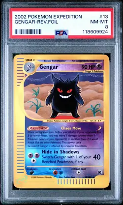 2002 Pokemon Expedition #13 Gengar Reverse Foil PSA 8 NM-MINT - Image 1