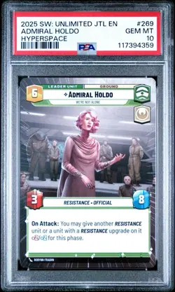 Star Wars Unlimited Jump Lightspeed HYPERSPACE Admiral Holdo Rare Leader Card - Image 1
