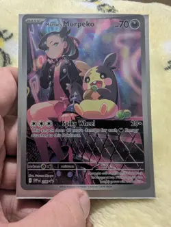 Pokemon Marnie's Morpeko VMAX Card Spiky Wheel 70 HP Darkness Holo Rare - Image 1