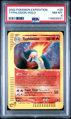 2002 Pokemon Expedition #28 Typhlosion Holo PSA 8 NM-MINT - Image 1