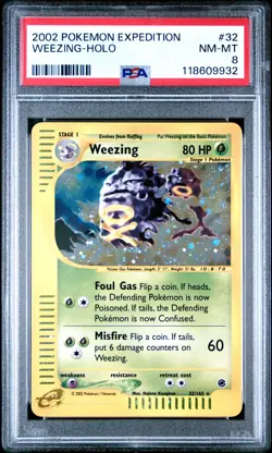 2002 Pokemon Expedition #32 Weezing Holo PSA 8 NM-MINT - Image 1