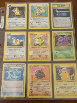 Lot of 9 Pokemon TCG Cards in Binder Page - Excellent Condition WOTC Vintage - Image 1
