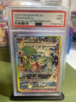 2025 POKEMON PRE EN TERAPAGOS ex SPECIAL ILLUSTRATION RARE PSA 9 #169 MINT - Image 1