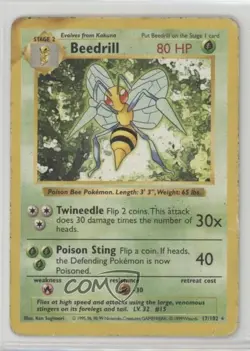Beedrill Shadowless Pokemon Base Set #17 1999 - Image 1