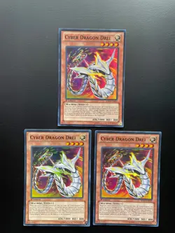 Yugioh Cyber Dragon Drei SDCR-EN002 Super Rare 1st Edition NM/LP X3 - Image 1