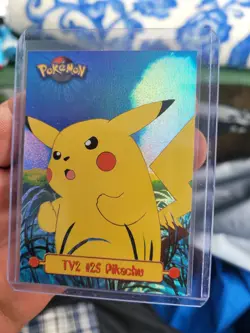 NEAR MINT RAINBOW HOLO TV2 Pikachu Pokemon Card Rainbow FOIL Topps Series 1 - Image 1