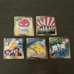 Pokemon Art Box Lot of 18 Flipz Gold Pokemon Chase Stickers w/ Gengar & Ash - Image 5
