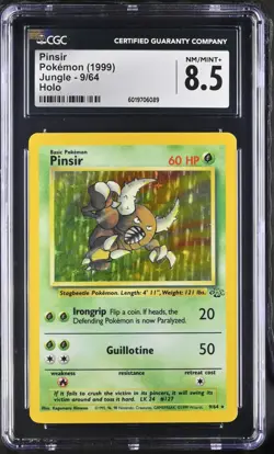 CGC 8.5 NM/MINT Pokemon Pinsir 9/64 1999 Jungle - Unlimited Rare Holo *6089 - Image 1