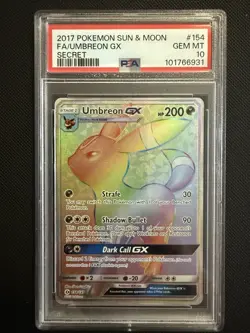 PSA 10 UMBREON GX 154 RAINBOW SECRET SUN MOON POKEMON 2017 - Image 1
