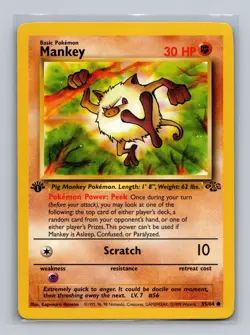 Pokemon TCG Jungle #55/64 Mankey 1st Edition LP - Image 1