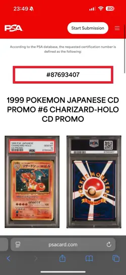 PSA 10 Pokemon Charizard Holo #6 1999 CD Promo JPN *BIG SWIRL NEW CERT - Image 4