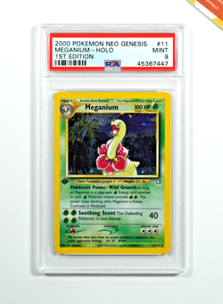 Pokemon PSA 9 Meganium #11 1St Edition Holo Neo Genesis 2000 English - Image 1