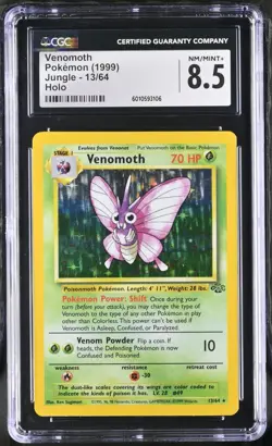 CGC 8.5 NM/MINT Pokemon Venomoth 13/64 1999 Jungle - Unlimited Rare Holo *3106 - Image 1